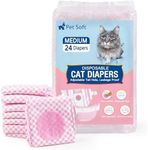 Pet Soft Disposable Cat Diapers for Female & Male Cats, Puppy Doggie Diapers for Female Dogs with Adjustable Foam Tail Hole, 24pcs Medium