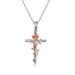 YAFEINI 925 Sterling Silver Cross Necklaces for Women,Exquisite Rose Cross Pendant Necklace Chain Jewellery Gifts for Women Girls Mum Daughter