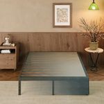 EMODA Queen Bed Frame with Cover No Box Spring Needed, 14 Inch Heavy Duty Metal Platform BedFrame Queen Size with Steel Slats, Easy Assembly