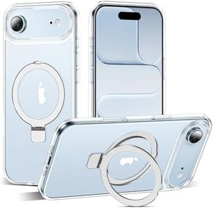 SKYLMW Compatible with iPhone Air Case with Invisible Magnetic O-Ring Stand Military-Grade Transparent Phone Case for iPhone 17 Air 6.6" [Compatible with Mag-Safe][Great Grip Feeling],Clear