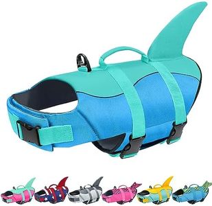 Malier Dog Life Jacket, Ripstop Dog Life Vest with High Buoyancy for Swimming Boating, High Visibility Shark Puppy Lifesaver for Dogs (Blue, XX-Large)