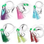 Bait Rigs Set, Fishing Bait Rigs, Fishing Rigs with Sharp Circle Hooks Fish Skin Glow Beads Saltwater Bottom Fishing Rigs Rock Cod Rigs for Rockfish Lingcod Sea Bass 7 Pack