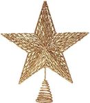 Gisela Graham Christmas White Gold Colour Glitter Tree Top Star Topper 32cm