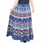 Rajasthani Ethnic Style Cotton Elastic Band Skirt Rapron Skirt Size 6XL Turquoise 38 Length Skirt D3