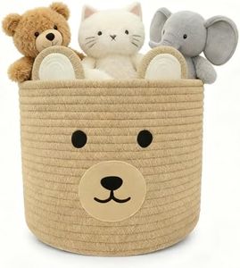 Bear Basket for Nursery, Baby Shower Baskets, Baby Baskets for Storage, Laundry Hamper, Storage Basket for Children Kids Toy Plant Gift Indoor Corner 10" D x 8" H (Khaki)