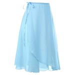 zffriction Women Ballet Skirt Long Sheer Dance Wrap Skirts Chiffon Skirts with Adjustable Waist Tie for Adult Girls (UK, Alpha, One Size, Regular, Regular, Blue)