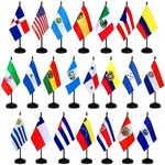 TSMD 22 Countries Spanish Speaking Desk Flags Set Small Mini Latin American Latino Office Table Stick Flags for Heritage Hispanic Month Decorations,5x8 Inch