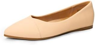 DREAM PAIRS Women's Pointed Toe Ballet Flats Dress Flats Comfort Dressy Flats Shoes,Size 5.5,Nude-Nubuck,SDFA2442W