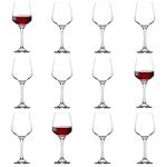 LAV 12x Clear 400ml Lal Red Wine Glasses - Large Glass White Rose Long Stem Cocktail Party Drinking Goblet Gift Set