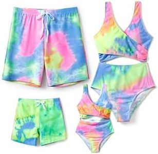 PATPAT Family Matching Swimsuits Cutout One Piece Spliced Monokinis Tie Dye Quick Dry Beach Wear Cute Bathing Suits for Toddler Girl 3-4 Years