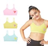 YouGotPlanB Training Bra | Heartthrob Design | Cotton Blend | Non-Padded | Wire Free | Adjustable Straps | Beginners Bra for Girls | 10-12 Years | Combo Pack of 3