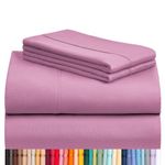 LuxClub Twin XL Sheets - Soft Twin Bed Sheets for Boys and Girls, 4 PC Deep Pockets 18" Wrinkle Free Kids Fitted Sheets Machine Washable Hotel Bedding Silky Soft - Light Plum Twin XL