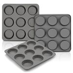 Palksky (3PCS) 9 Cup Mini Chocolate Almond Peanut Butter Cup Mold/Silicone Chocolate Cookie Candy Mold/Fat Bombs Snack Baking Pan/Tiny Tart Pie Pan