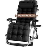 DQCHAIR Outdoor Reclining Zero Gravity Chair with Cup Holder, Extra Wide Adjustable Lounger Chair for Patio Garden Beach Pool, With Cushions Support 200kg (Black1)