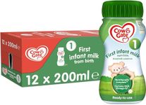 Cow & Gate 1 First Infant Baby Milk Ready to Use Liquid Formula, from Birth, 200ml (Pack of 12)