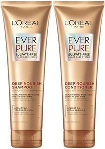 L'Oreal Paris Sulfate Free Shampoo and Conditioner for Dry Hair, Triple Action Hydration for Dry, Brittle or Color Treated Hair, Apricot Oil Infused Hair Care, EverPure, 8.5 Fl Oz, Set of 2