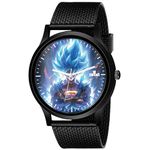 AROA Watch New Watch for Goku Super Saiyan Blue — Model : 1140 Black Metal Type Analog Black Strap Watch Blue Dial for Men Stylish Watch for Boys-