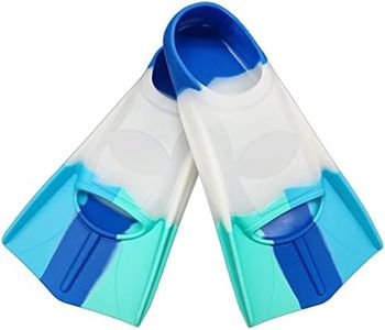 Fadgesy Swimming Training Fins,Comfortable Silicone Flippers for Swimming and Diving,Size Suitable Kids Girls Boys Adults (X-Small, Colorful Blue)