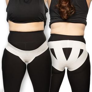 FEMME JOCK Pelvic Support Belt for Women - Pregnancy & Postpartum Uterus Girdle, SPD, Prolapse, Vulvar Varicosities Support Band - High Waist, White, Large fits waist 30" up to 36"