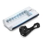 EBL 8 Bays Indepedent AA AAA Battery Charger for Ni-MH Ni-CD Rechargeable Batteries Upgraded 808 Individual Charger