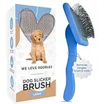 We Love Doodles Dog Slicker Brush for Grooming Pet Hair - Best Brushes For Poodle & Golden Doodle - Long Haired Brush For Dogs - Goldendoodle Long Pin Brush For Dematting (Large)