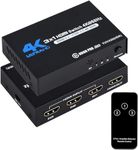 Tobo HDMI Switch 4K@60Hz, 3 Port HDMI 2.0 Switcher Selector 3 in 1 Out HDMI Switch Box with IR Remote Control Supports 4K HDR10 HDCP 2.2 3D Dolby DST, for PS4 Xbox Fire Stick PC and More.