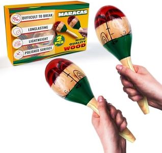 2 Pcs Large Wooden Maracas for Adults - 9.6” Durable Percussion Instrument Set, Colorful Design, Vibrant Sound - for Mexican Music, Festivals, and Gifting