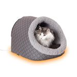 K&H Pet Products Thermo-Pet Cave Heated Cat Bed for Large Cats, Indoor Heated Pet Bed for Dogs & Cats, Covered Cave Pet Tent, Collapsible, Machine Washable, Safety Listed - 17 X 15 X 13in Gray