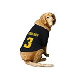 Ruse Basic Crew Neck Good Boy Jersey No.3 Printed Half Sleeves Dog T-Shirt/Apparel/Clothes/Tees Gift for Dogs.(Black) Small (Apso, Shih Tzu etc.)