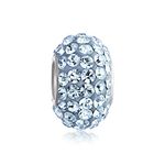 Bling Jewelry .925 Sterling Silver Blue Topaz Color Swarovski Crystal Bead Compatible with Pandora Bead Bracelet