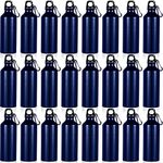 Gandeer 24 Pieces Aluminum Water Bottle 17 oz Leak Proof Sports Bottle Bulk Lightweight Aluminum Bike Water Bottles with Buckle and Twist Cap for Gym Sports Travel Riding Camping Running (Dark Blue)