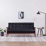 vidaXL 3-Seater Retro Style Faux Leather Sofa - Black, Perfect Comfort and Durability, Ideal for Living Room