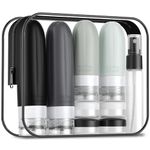 Gemice 16 Pack Travel Bottles Set, CAA Approved Leak Proof Silicone Squeezable Containers for Toiletries, Refillable Accessories 60ml 90ml for Conditioner, Shampoo, Lotion & Body Wash (BPA Free)