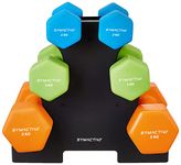 Amazon Brand - Symactive Neoprene Coated Dumbbell Combo with Stand 20 Kg, Set of 2 (2 Kg, 3 Kg, 5 Kg)