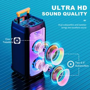 JYX Karaoke Machine with 2 Wireless Mics – 500W Bluetooth Party Speaker with LED Lights, USB/AUX/SD/TWS