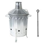 CrazyGadget® Small Medium Large Extra Large Galvanised Metal Incinerator Fire Burning Bin with Lid + Free Ash Poker (15L)