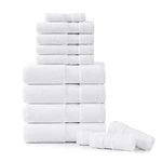 LANE LINEN Luxury Bath Towels Set - 12 Piece Set, 100% CottonBathroom Towels, Zero Twist, Shower Towels, Extra Absorbent Bath Towel, Super Soft, 4 Bath Towels, 4 Hand Towels, 4 Wash Cloths - White