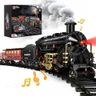 Hot Bee Train Set - Alloy Train Toys for Boys w/Glowing Carriage & Silent, Toy Train w/Smokes, Lights & Sound, Christmas Tree Train w/Steam Locomotive, Model Trains for 3 4 5 6 7 8+ Years Old Kids