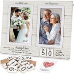 Yakucho Then & Now Anniversary Picture Frame,1-99 Years Wedding Gift Ideas,Anniversary Wood Photo Frame, Engagement Bridal Shower Gifts with Sentimental Quote,Holds 2 4x6 Inches Photos (Then & Now)