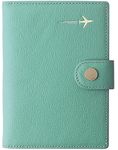 Genuine Leather Passport Holder Cover Case Rfid Blocking Travel Wallet Id Card Case (Cross Light Green)