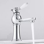 Basin Mixer Tap Chrome Bathroom Sink Taps Single Lever with UK Standard Hot and Cold Hoses Modern Bathroom Washroom Cloakroom Faucet