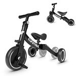 besrey 5 in 1 Toddler Bike for 10 Month to 4 Years Old Kids, Toddler Tricycle Kids Trikes Tricycle, Gift & Toys for Boy & Girl, Balance Training, Removable Pedals - Black