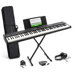 Alesis 88 Key Keyboard Piano with 480 Sounds, Speakers, USB MIDI, Carry-Bag, Stand, Headphones, Pedal and Piano Lessons for Beginners