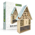 Garden Locker Bug Hotel Bee House - Large Wooden Outdoor Insect Larvae Home 40x28x8.5cm - children friendly attracts bees insects with gift box