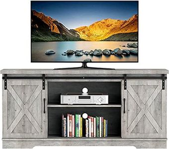 Coucheta Modern Farmhouse Sliding Barn Door TV Stand, TV Stand for 65" Television, 59" Entertainment Center TV Console, Home Living Room Storage Table with Movable Shelf