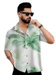 Zilcon Men's Shirt for Men Short Sleeve Shirt Collar Beach Floral Summer Casual Button Down T-Shirts (in, Alpha, M, Regular, Green)