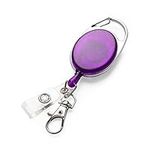 kwmobile Retractable ID Badge Holder - Yo Yo ID Card Holder with Metal Carabiner - Extendable Yoyo Lanyard Pass Holder - Violet Purple