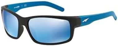 ARNETTE AN4202 62MM Rubber Black/Blue Mirror Blue Rectangular Sunglasses for Men + BUNDLE with Designer iWear Eyewear Kit