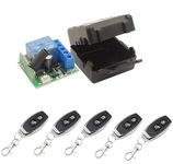 Yuth Trading Company 433Mhz Universal Wireless Remote Control Switch DC 12V 1CH RF Relay Receiver Module with Transmitters EV1527 Learning Code Remote Switch (1 Receiver and 5 L-U Remote)