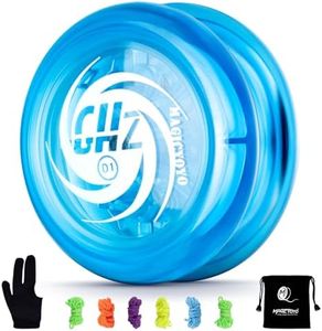 YOSTAR Yoyo Tug-Return Yoyo D1, Looping Responsive Yoyo for Kids Beginners, Classic Trick Yoyo Easy to Play, Professional Plastic Yoyo Ball, with 6 Yoyo Strings, Yo-Yo Bag, Yo Yo Glove (Crystal Blue)
